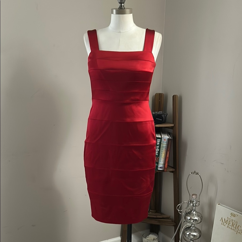 VTG Cache Red Sleeveless Bodycon Satin Mini Sexy Dress size 4